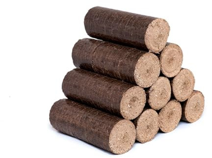HOLZBRIKETTS NESTRO 100% Eiche - 10 kg Packung – Premium Hartholz Briketts für Kamin & Ofen – Runde Briketts aus Brennholz – Hohe Wärmeleistung, Lange Brenndauer.