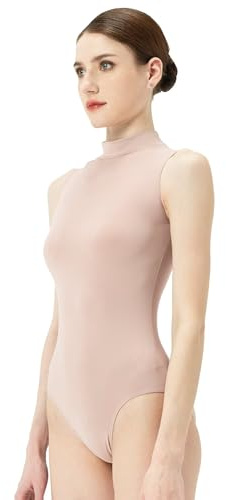 s.lemon Body Danza Classica Adulti, Donna Collo Alto Senza Maniche Body Danza Moderna 9284 Beige 175