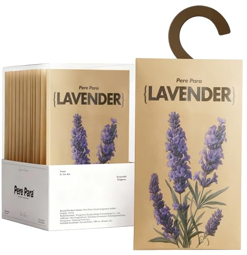 Pere Para 12 Packs Lavender Potpourri Scented Sachets for Closet & Drawer【Deodorizer for Stagnant Air】，Long Lasting Hanging Paper Air Fresheners and Odor Eliminator for Clothes