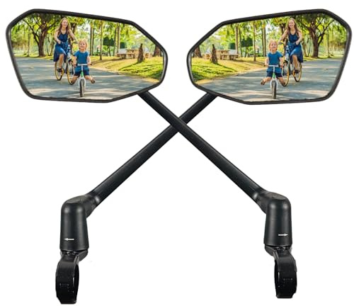REEZER - Specchietto retrovisore per bicicletta RS03 - Specchietto per e-bike - Specchietto per monopattino elettrico - Per manubri da 22 a 25,4 mm - Regolabile a 360° COPPIA