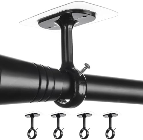 Gardinstång utan borrning, justerbar tak/vägghållare, kompatibel med stänger Ø 25–32 mm, perfekt för badrum, kök, fönster, garderob (set om 4, svart)