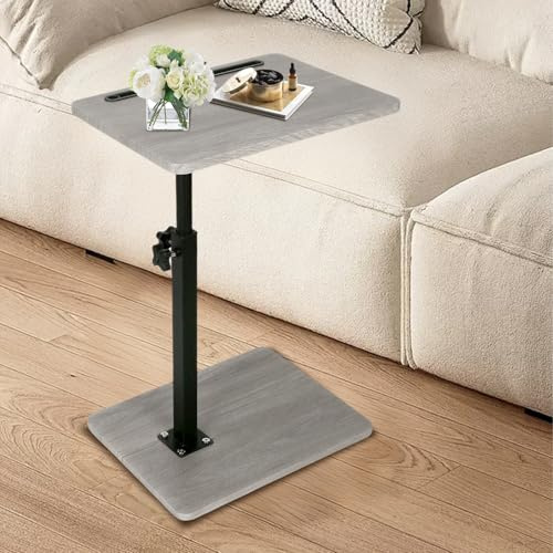 Simcat C Shaped Side Table,360 Degree Swivel Height Adjustable End Table,Sofa Armrest Tray Table (Grey)