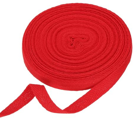 QUARKZMAN Nastro in Cotone A Spina di Pesce 10mm X 10 Metri Nastro A Binda A Tessitura Obliqua Rotolo di Nastro per Fai da Te Cucito Regalo Imballaggio Rosso