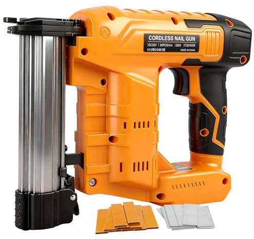 Clavadora inalámbrica de 18 GA compatible con batería Dewalt de 18 V y 20 V, pistola de grapas de uñas inalámbrica 2 en 1, grapadora de batería con 1000 clavos y 1000 grapas para mejoras del hogar y