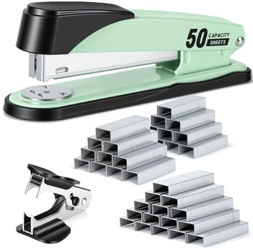 Deli Stapler Heavy Duty, 2000 Staples and Staple Remover, Green