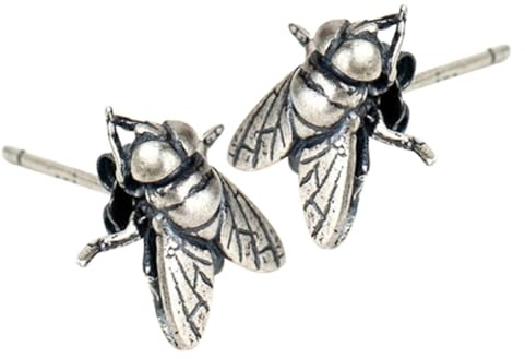 MUSISALY Boucles d'oreilles pour femmes en argent 925, forme mouche, style punk raffiné, anti-oxydation, parfaites pour fête et cérémonie