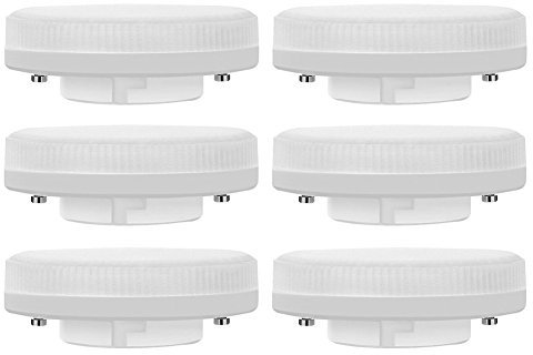 Masonanic - 6 bombillas LED de repuesto CFL de 7 W GX53, luz blanca cálida, 2800 K, 9 W a 60 W, 2800 K
