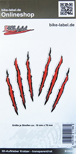 BIKE-label Aufkleber 3D Monster Kratzer Rot Deko Schutz-Aufkleber 910045