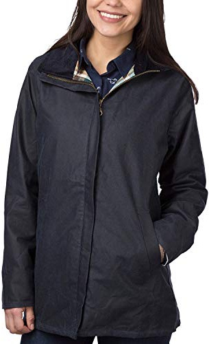 Rydale Ladies Wax Jacket Cawood Lined Waxed Cotton Coat for Walking or Shooting Navy