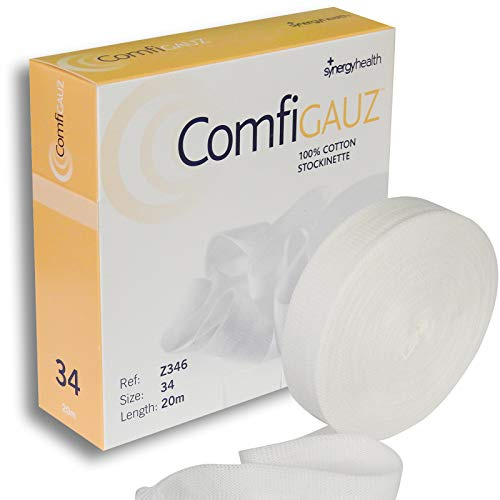 Comfigauz Size '34' Tubular Natural Cotton Stockinette Dressing - Unstretched Width 3.6cm - Ideal Childrens Limbs, Adult Hands, Small Limbs - 20m Length (1 Box)