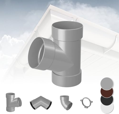 RAINWAY S Regenrinnen System (Rohrabzweig 67° grau) - PVC-U Kunststoff in 4 Farben, für Dachflächen < 100m² empfohlen, Abzweig Rohrbogen Zubehör