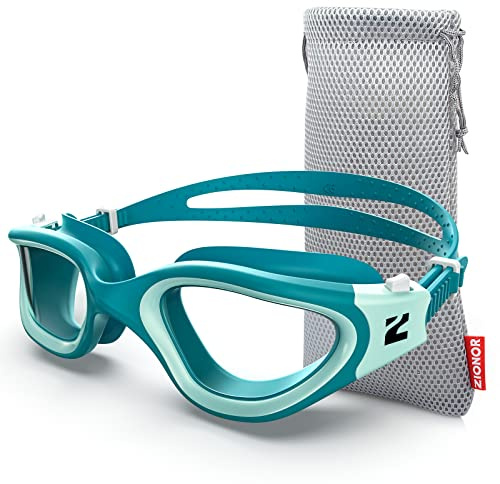ZIONOR G1SE lunettes de natation pour hommes et femmes avec protection UV, anti-buée, confort, lunettes de natation professionnelles (Green-Clear)