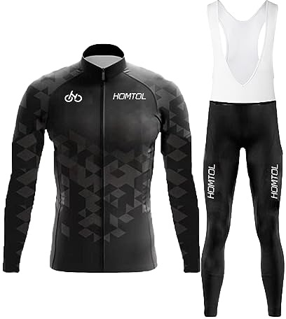 HOMTOL Cykeltröja set herr långärmad kortärmad cykelkläder cykeltröja triathlon kostym herr cykeltröjor andas elastisk snabbtorkande tröja cykling MTB, Svart-lång, M