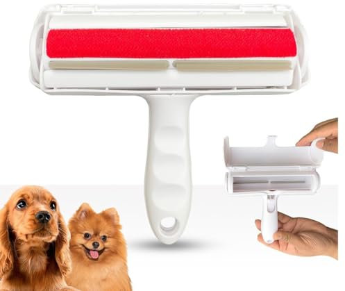 Joi World Pet Hair Remover Roller Upgraded Handle Reusable Portable Dog Cat Hair Remover Scraper Carpet Brush Hair Removal Tool Animal Fur Lint Remover for Carpet Furniture Bedding Car and Clothes