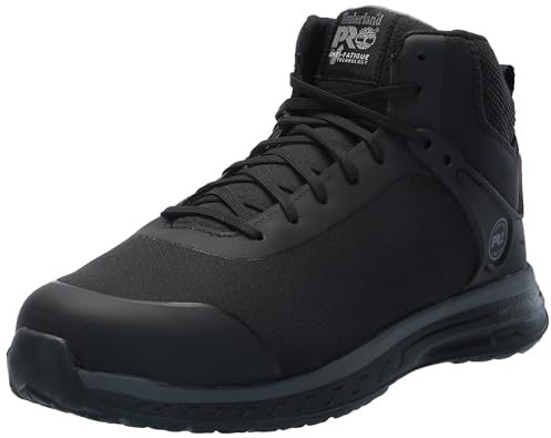 Timberland PRO Men's Drivetrain Mid Composite Safety Toe Static Dissipative Industrial Ahletic Work Shoe, Black-2024 New, 8.5