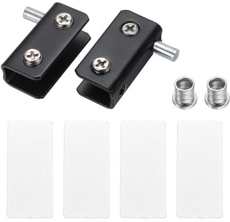 QUARKZMAN Ajustable Verre Porte Charnières Pince, 1 Paire Inox Acier Armoire Verre Porte Pivot Charnière Agrafe pour 5-8mm Épaisseur Verre, Noir 40x10x20mm