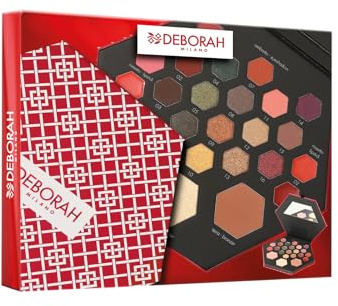 Deborah Milano - Trousse Set Regalo Donna Make Up Beauty Gift n.2 Small Toni Caldi, Include Palette di Ombretti, Gloss, Rossetti e Polveri Viso dai diversi Finish e Colori, in Carta FSC