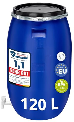 Garronda 120 litros Barril de Agua de Lluvia con Tapa, Barril de Boca Ancha de HDPE, Ideal para Jardines, para Almacenamiento, Depósito de Agua GD-0091