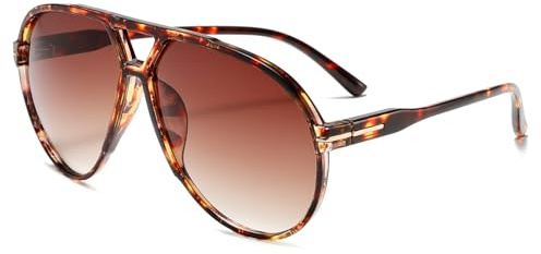 YAMEIZE Lunettes de Soleil Rétro Pilote pour Femmes et Hommes Surdimensionnées Style Pilote Vintage des Années 70 Double Pont Protection UV400