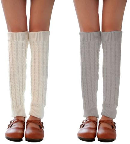 SSKHE 2 Paires Jambières Femme, Tricotées Guêtres pour Hommes et Filles, Y2K Leg Warmers pour Bottes Gothic Lolita, Accessoires de Patinage Ballet Yoga Fête des Années 80