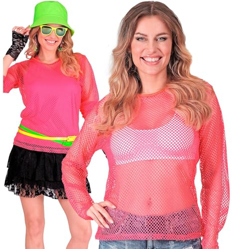 W WIDMANN MILANO festmode kvinnors Netzoberteil nättopp, neonrosa, S-M, Neon-rosa, S/M