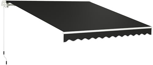 Outsunny 3 x 2.5m Garden Patio Manual Awning, Retractable Canopy Sun Shade Shelter with Fittings and Crank Handle, Black