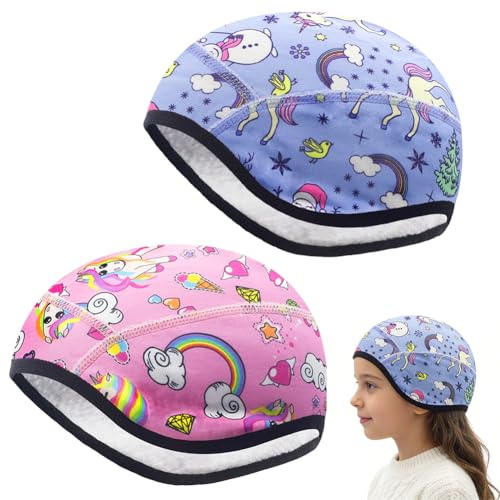 OZXVXZO 2Pcs Bonnet de vélo d'hiver pour Enfants Bonnet d'hiver pour vélo sous Casque Bonnets de Sport Casquette de Cyclisme Chaude Casquette pour Garçons Filles Activités Extérieures