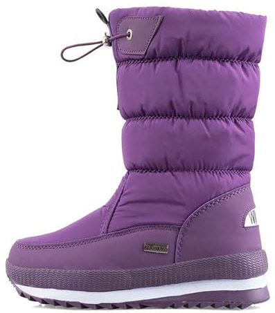 Dopo Sci Uomo Scarponi Donna Stivali Bambina 33 Mini da Invernali Alti Scarpe Vintage Comode Canvas Viola 40