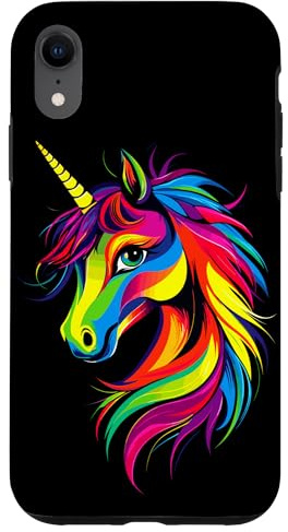 Licorne Coloré Arc-en-Ciel Cavalière Chevaux Équitation Coque pour iPhone XR