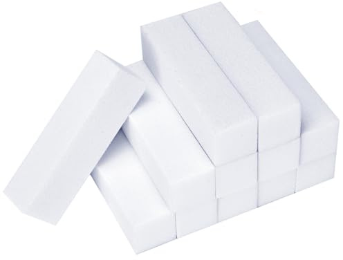 Senkary 12 Pack Nail Buffer Block 4 Sided Nail File Sanding Block Buffing Blocks for Natural and Acrylic Nails, Medium Grit (White)