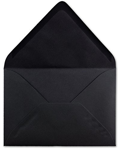 50 DIN C6 Briefumschläge Schwarz - 11,4 x 16,2 cm - 120 g/m² Nassklebung Brief-Hüllen ohne Fenster für Einladungen von Ihrem Glüxx-Agent