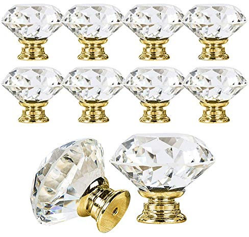 Maniglie e pomelli cassette,Pomelli di Cristallo 10pezzi 30mm Manopole con pomolo in cristallo per mobili da ufficio
