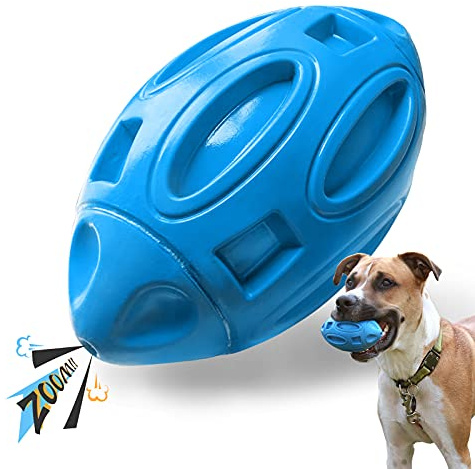 EASTBLUE Squeaky Dog Toys for Aggressive Chewers: Rubber Puppy Chew Ball with Squeaker, Almost Indestructible and Durable Pet Toy for Medium and Large Breed