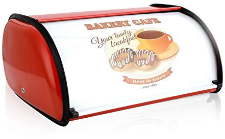 JiuzcareBrotkast Im Retro Design Edelstahl Brot Aufbewahren, 14L, Besteht Aus Metall, Retro Roll Top Bread Bin, Deluxe Canister Storage