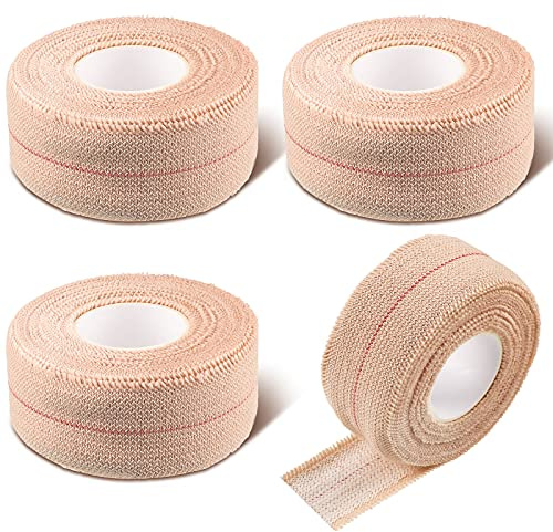 Nuanchu 4 Rolls Elastic Tape Adhesive Elastic Bandage Wrap Flexible Stretch Sports Tape Bandages for Ankle, Knee, Wrist Support, and Animal Pets, 1 Inch x 5 Yard