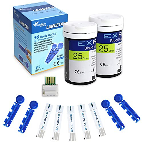 EXACTIVE Vital Blood Glucose Test Strips, 50 pcs Test Strips and 50 pcs Lancets for EXACTIVE Vital Blood Sugar Monir