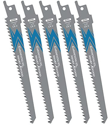 EZARC Säbelsägeblätter Set 5tlg für Holz, Zubehör Säbelsäge, R644GS für schnelle Schnitte 150mm 6TPI(5 Stück)