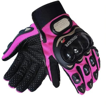 Guanti da Moto per Donna, Guanti Moto Donna Uomo traspiranti Touchscreen, Guanti da donna rosa per moto, Omologati EN 13594:2015, guanti da Motocross da ciclismo da corsa (M)