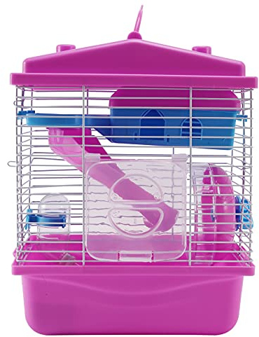 Hagsnec Pet Cage Hamster con lucernario trasparente Casa a doppio strato per criceto Golden Hamster Pet Pink