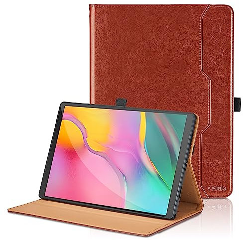 Hülle für Samsung Galaxy Tab A 10,1 Zoll T510/T515 2019 PU Leder Schutzhülle mit Tasche und Stifthalter, Auto Schlaf/Aufwach Funktion Smart Cover mit Stand Funktion - Braun