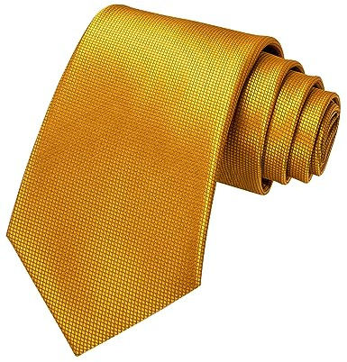 JEMYGINS Cravate pour Hommes à motif à Carreaux et Design Unicolore pour Occasions Formelles,Doré