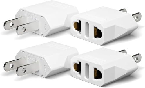 Oliveria Adaptador Enchufe Europeo a Americano, 4 Piezas para Europa/USA/China/Japón/Canadá/México - Blanco