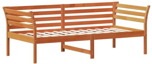 vidaXL Sofá Cama, Somier de Listones de Invitados, Estructura de Cama, Mueble para Salón Dormitorio, Madera Maciza de Pino Marrón Cera 90x190 cm