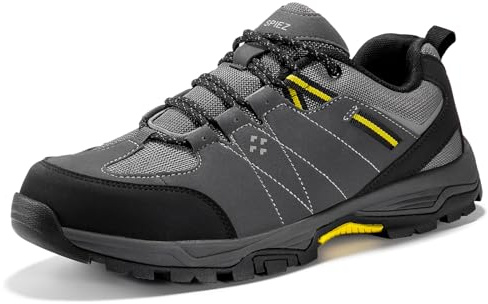 SPIEZ Zapatos De Seguridad para Hombre, Zapatos De Trabajo Ligeros con Puntera De Acero para Hombre, Zapatillas Transpirables Hombre Negro/Gris EU42