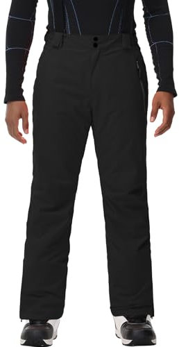 HOTIAN Herren Skihose Wasserdicht Wasserdicht Schneehose Atmungsaktive Warm Outdoorhose Hosenträger Schneehosekihose Winter Snowboardhose Trekkinghose Black L
