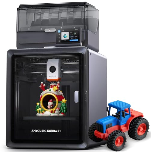 Anycubic Kobra S1 Combo,Imprimante 3D Intelligente, Multicolore Impression, 600mm/s Haute Vitesse, Construction CoreXY Fermée, Taille d'impression 250 * 250 * 250 mm