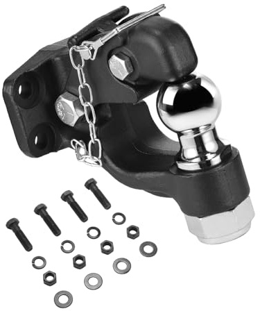 VEVOR Crochet Attelage, Capacité de Remorquage 9070 kg, Boule d'Attelage 5 cm, Convient aux Anneaux de Remorquage 6,35-7,62 cm avec Kit de Montage, Résistant à l'usure, Revêtement en Poudre Noire