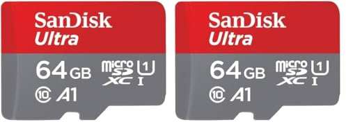 SanDisk Ultra micro SD card + SD adapter 64GB (For Android Smartphones and Tablets, Memory card up to 140 MB/s, A1 Faster App Performance, UHS-I, Class 10, U1) (Pack of 2)