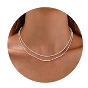 ORAZIO Collar Mujer Cadena Collar 925 Plata Chapado Cadena Mujer Cadenas Capas Gargantilla Collares Mujer Joyería Presentes