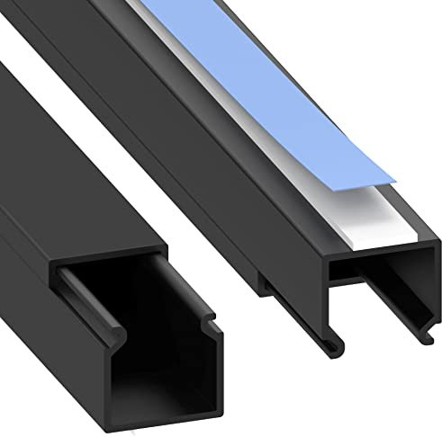 Habengut | Mini Kabelkanal Schwarz 15x15 mm – Flacher, Selbstklebender TV Kabelkanal für Wand & Gaming-Setup, ohne Bohren, 2X 1 m – Kabel verstecken, überstreichbares PVC